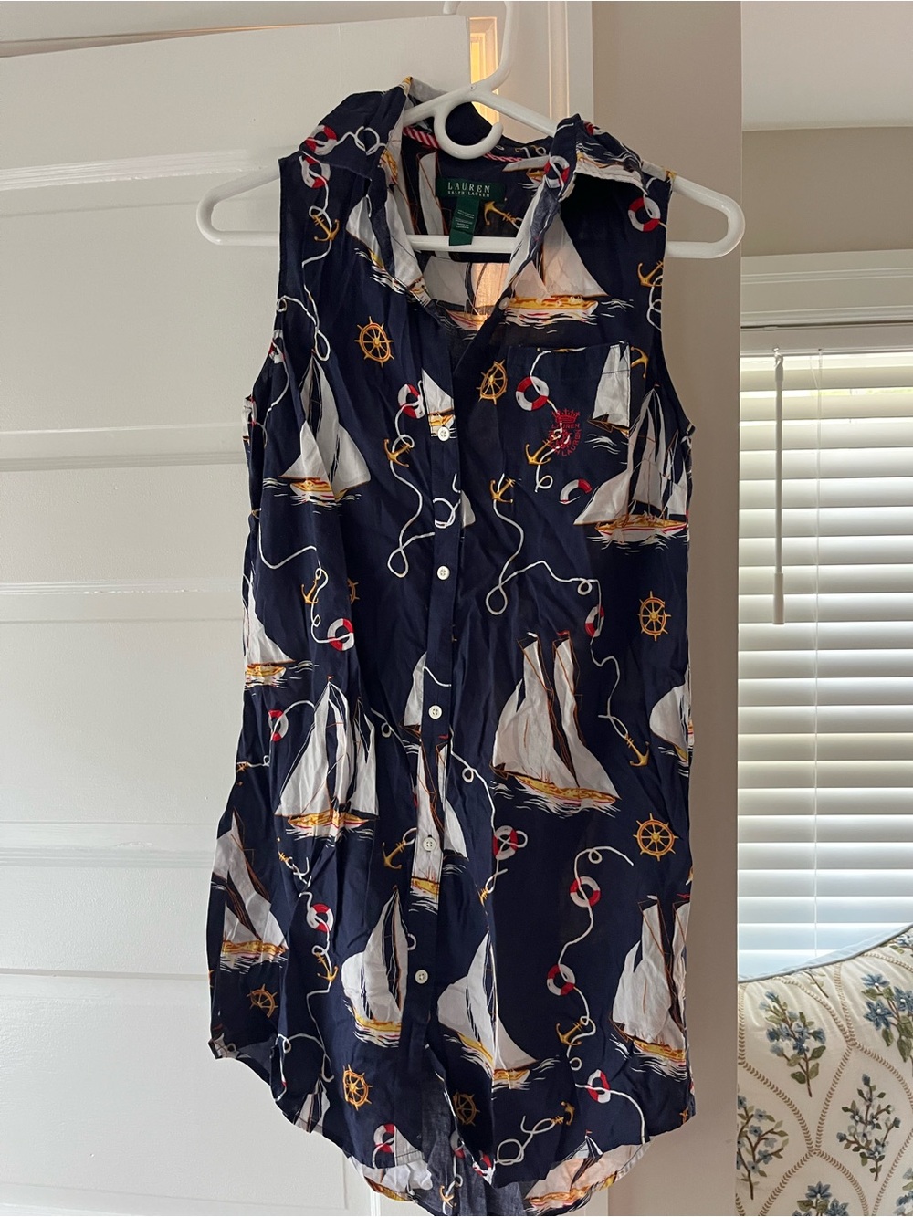 Ralph Lauren Navy Nautical Anchor & Lifesaver Print Shirt